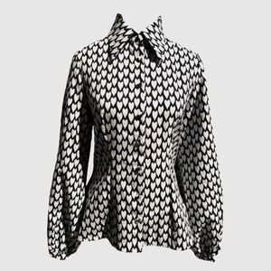 NWT PHOEBE GRACE EMMA SHIRT/BLOUSE HEART PRINT BLACK AND WHITE (UK10) US6